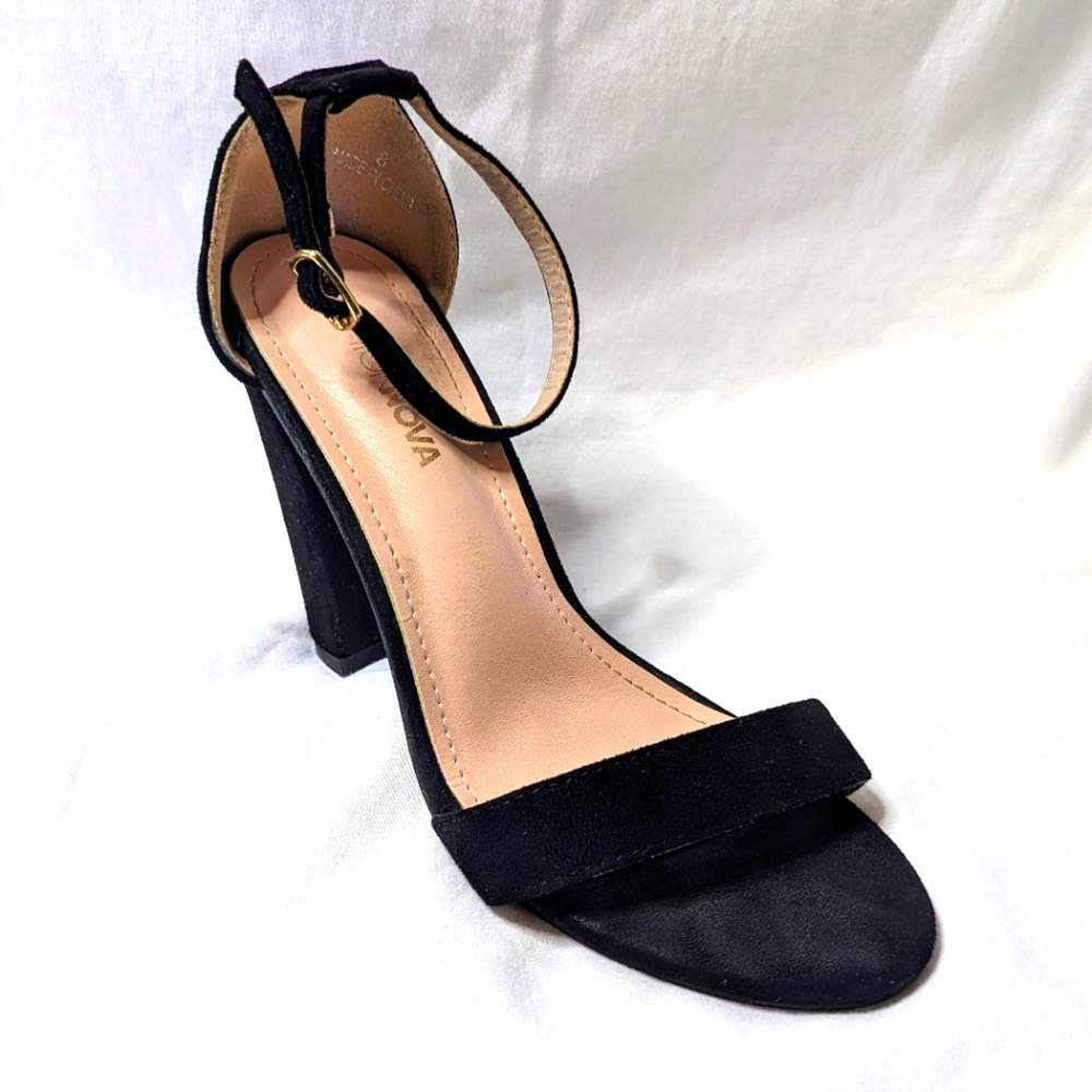 Fashion Nova Suede Block Heel Strapy Sandal High Heels